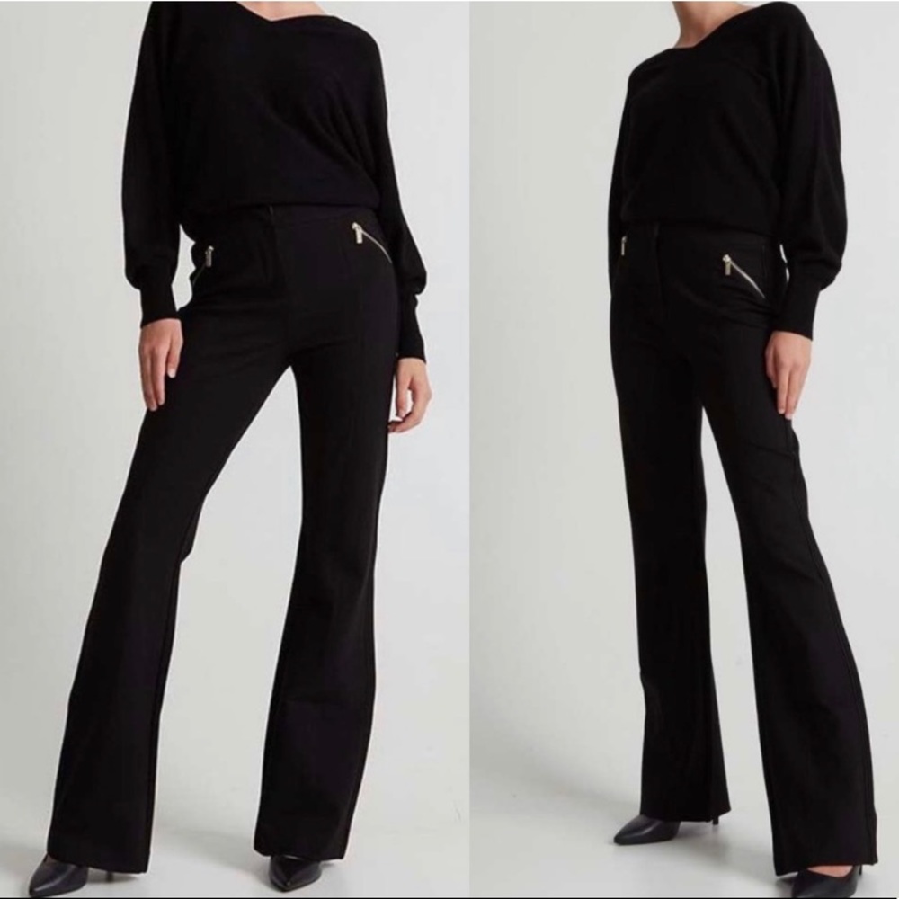 GUESS Black Mid-Rise Flare Trousers pants